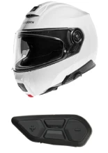 Zestaw: kask szczękowy Schuberth C5 biały połysk + dedykowany interkom motocyklowy