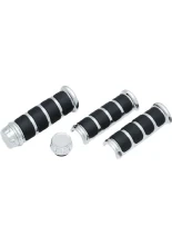 Nakładki manetek Kuryakyn ISO® do fabrycznych podgrzewanych manetek Harley Davidson (wybrane modele) srebrno-czarne