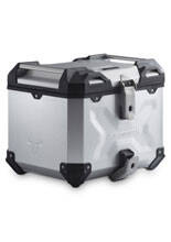 Zestaw: kufer centralny srebrny TRAX ADV + stelaż Adventure-rack SW-Motech Royal Enfield Himalayan 450 (23-) [poj.: 38l]