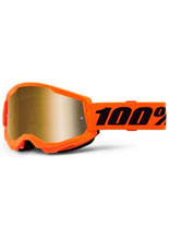 Gogle motocyklowe 100% Strata 2 Neon z szybką lustrzaną pomarańczowe