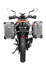 Zestaw: kufry boczne aluminiowe srebrne Zega Pro + stelaże srebrne Touratech KTM 390 Adventure [poj.: 31+38l]
