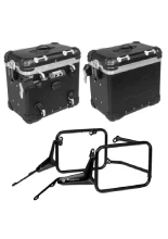 Zestaw: kufry boczne z anodowanego aluminium czarne "And-Black" Zega Evo + stelaże czarne Touratech BMW R 1300 GS Adventure (24-) [45+45l]