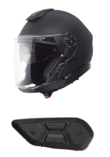 Zestaw: Kask otwarty Schuberth J2 czarny matowy + dedykowany interkom motocyklowy