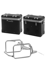 Zestaw: kufry boczne z anodowanego aluminium czarne Zega Pro + stelaże Touratech do BMW R 1300 GS (23-) (38+38L)