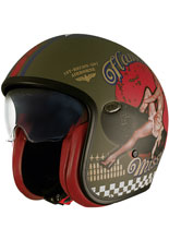 Kask otwarty Premier Vintage Pin Up Military PU MILBM zielono-czerwony matowy