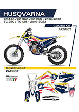 Komplet naklejek UFO Patriot do Husqvarny TC 125/250, FC 250/350/450 (19-) biało-niebieski