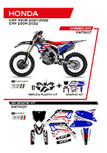 Komplet plastików i naklejek UFO Patriot do Hondy CRF 250R (22-), CRF 450 (21-) czarny