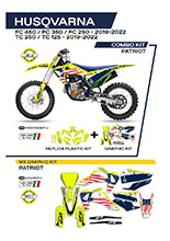 Komplet plastików i naklejek UFO Patriot do Husqvarny TC 125/250 (19-), FC 250/350/450 (19-) fluo żółty