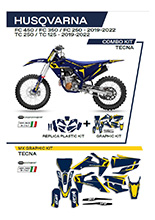 Komplet plastików i naklejek UFO Tecna do Husqvarny TC 125/250 (19-22), FC 250/350/450 (19-22) niebieski