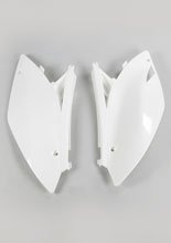 Osłony boczne tylne UFO do Kawasaki KXF 250 (09-12), KXF 450 (09-11) białe