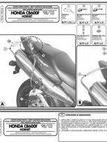 Stelaż GIVI pod sakwy boczne Honda Hornet 600 [03-06]/ S [98-02]