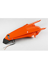 Tylny błotnik enduro z lampką LED UFO do KTM EXC 125/150/250/300, EXC-F 250/350/450/500 (17-19) pomarańczowy