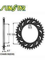 Zębatka tylna napędzana SUNSTAR 1-5474 [46 zębów] do YAMAHA FZ6/ FZ6 FAZER [04-09]