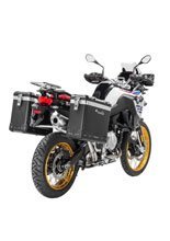 Zestaw: kufry boczne aluminiowe czarne Zega Pro + stelaże srebrne Touratech BMW F850GS/ ADV/ F750GS/ F900GS ADV/ F800GS (24-) (31+38L)