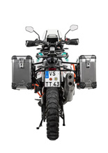 Zestaw: kufry boczne aluminiowe srebrne Zega Pro + stelaże czarne Touratech KTM Super Adventure 1290 S/R (21-) [poj.: 31+38l]