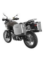 Zestaw: kufry boczne aluminiowe srebrne Zega Pro + stelaże srebrne Touratech BMW F800GS/ F700GS/ F650GS (Twin) (31+38L)