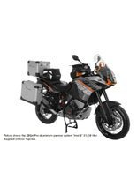 Zestaw: kufry boczne aluminiowe srebrne Zega Pro + stelaże srebrne Touratech KTM 1050 Adventure/ 1090 Adventure/ 1290 Super Adventure (-20)/1190 Adventure/R (31+38L)