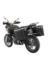 Zestaw: kufry boczne z anodowanego aluminium czarne Zega Pro + stelaże srebrne Touratech BMW F800GS/ F700GS/ F650GS (Twin) (31+38L)